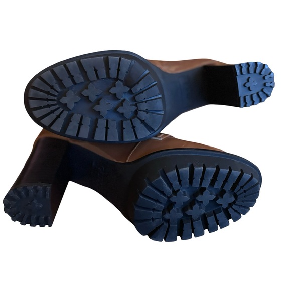 🐌 Guess Patent Lug Sole High Heel Loafers in Caramel, Size 8.5 - Picture 6 of 9